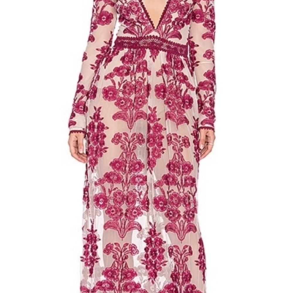 For Love And Lemons Red Lace Detail Dress